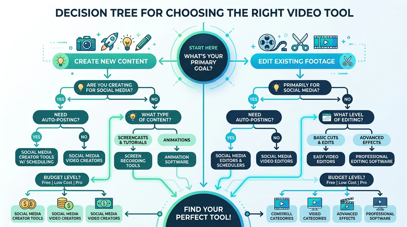 Decision flowchart for choosing the right faceless video tool