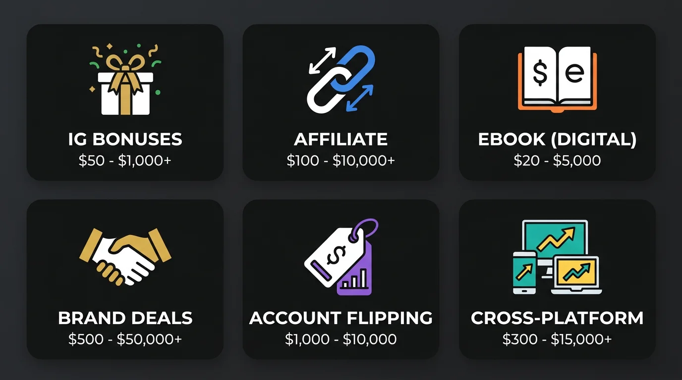 6 monetization methods for faceless reels — bonuses, affiliate, digital products, brand deals, flipping, cross-platform