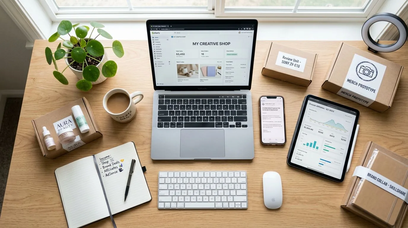 TikTok monetization strategies showing multiple revenue streams including brand deals, affiliates, and product sales