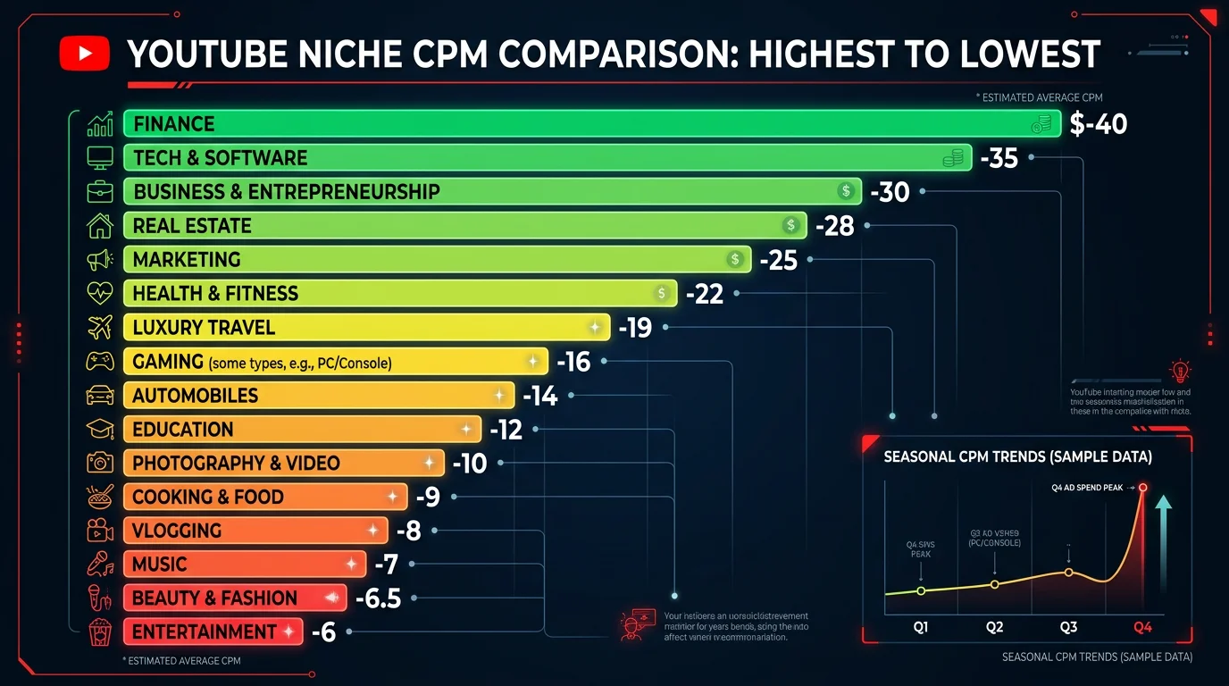 YouTube CPM Rates by Niche: Complete Breakdown (2026)