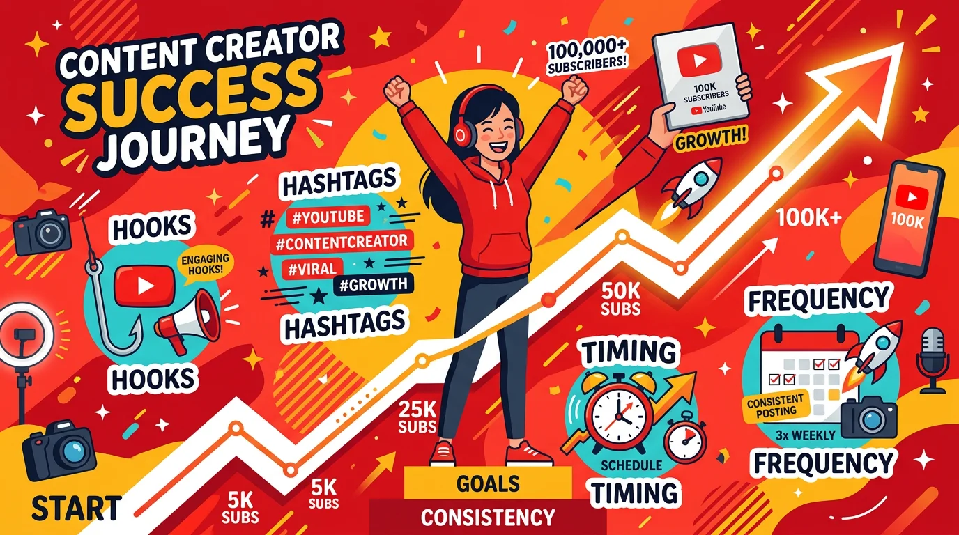 YouTube Shorts growth strategies: hooks, hashtags, posting frequency, and timing for more views